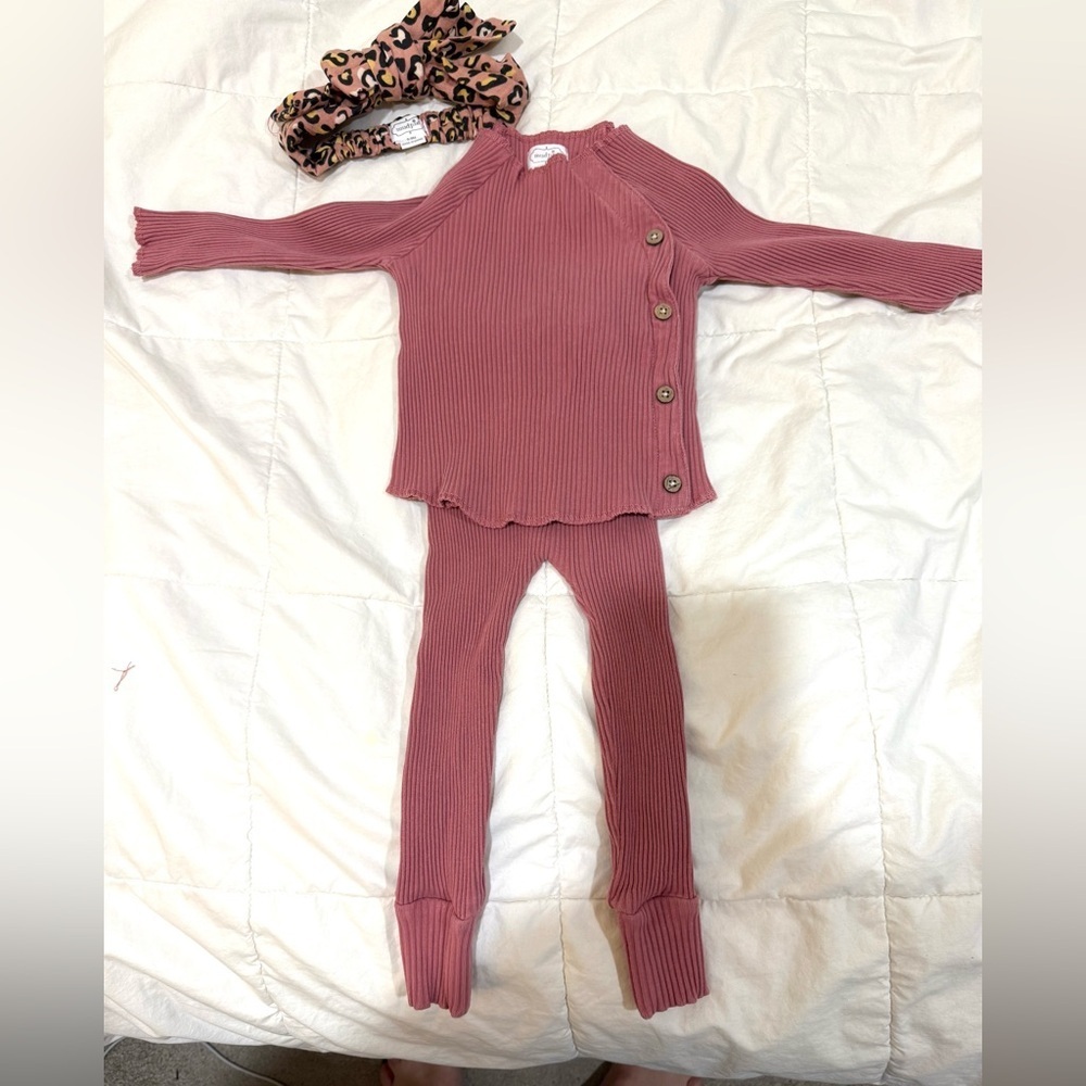 Mud Pie Ribbed Mauve 3 Piece Set